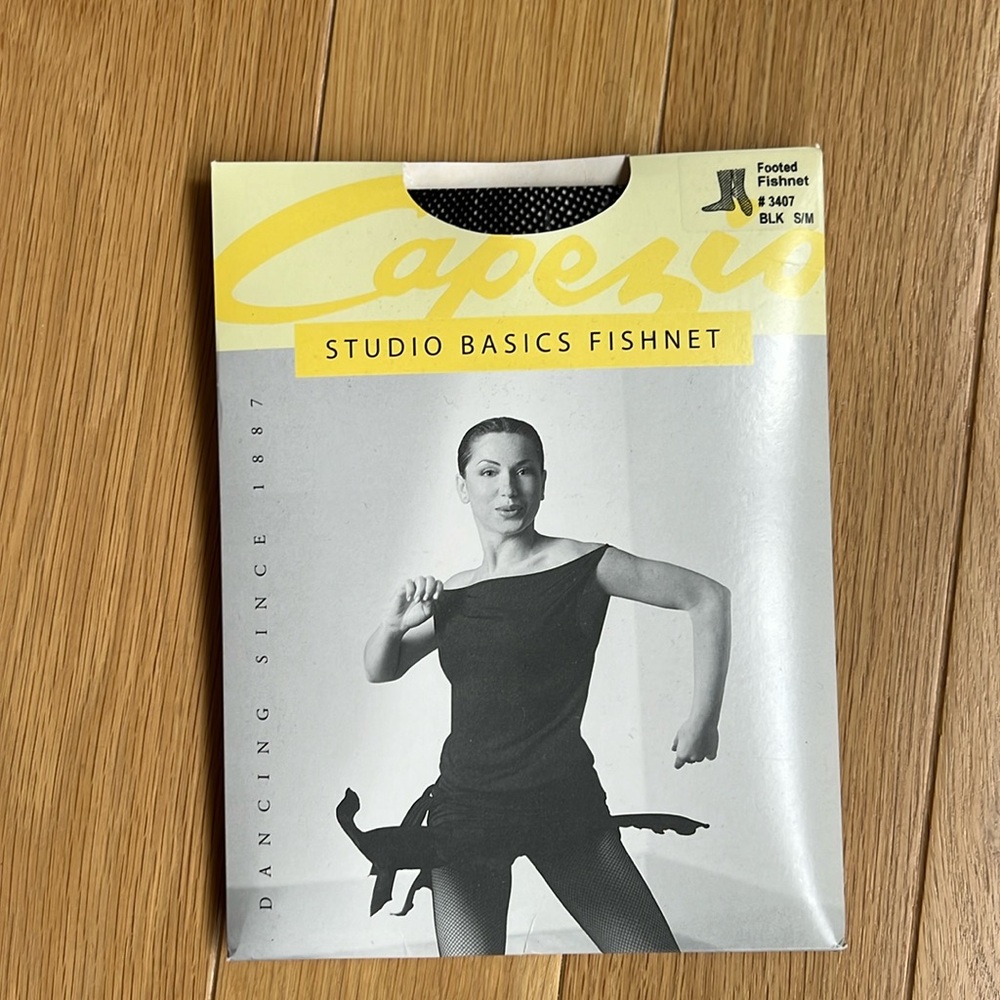 Capezio footed fishnet dance stockings. Black size S/M